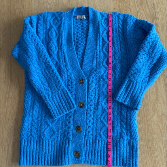 J. Crew Bright Blue Wool Long Cardigan - Picture 2 of 7